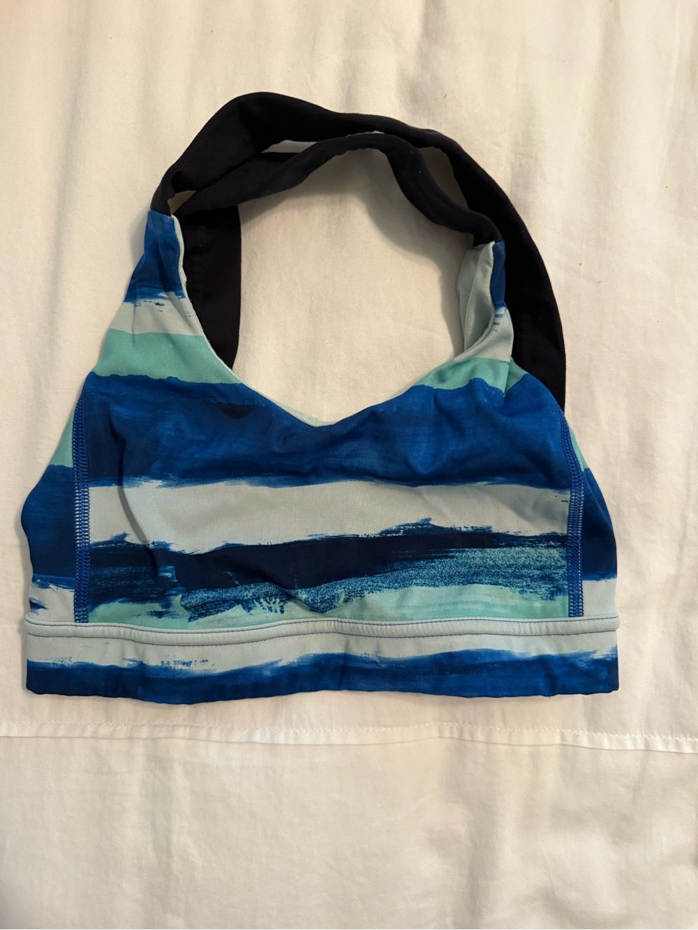 Women’s Blue Striped Racerback Sports Bra